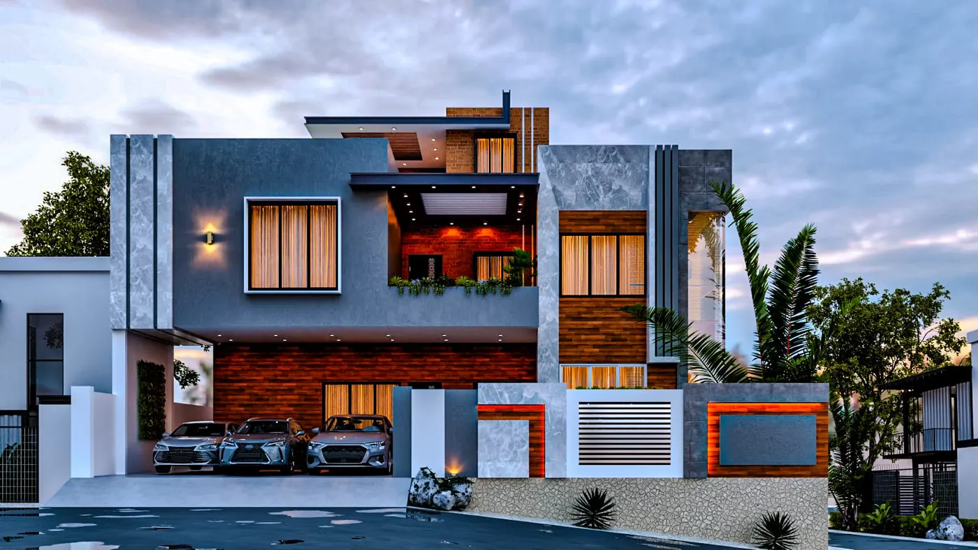 1 Kanal house exterior render in Rawalpindi by Janan Manzil